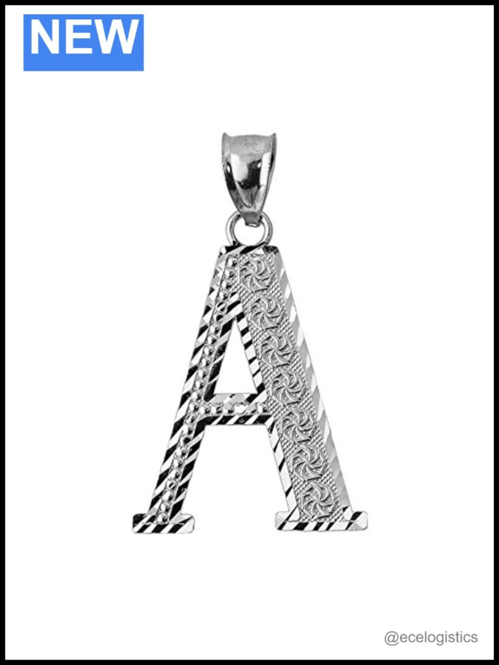 925 Sterling Silver Initial Letter A Charm Pendant